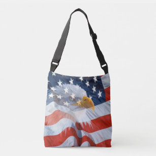Bald Eagle and American Flag Patriotic Crossbody Bag