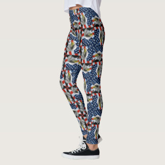 Bald Eagle and American Flag Patriotic Leggings
