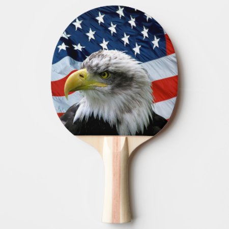 Bald Eagle And American Flag Ping Pong Paddle