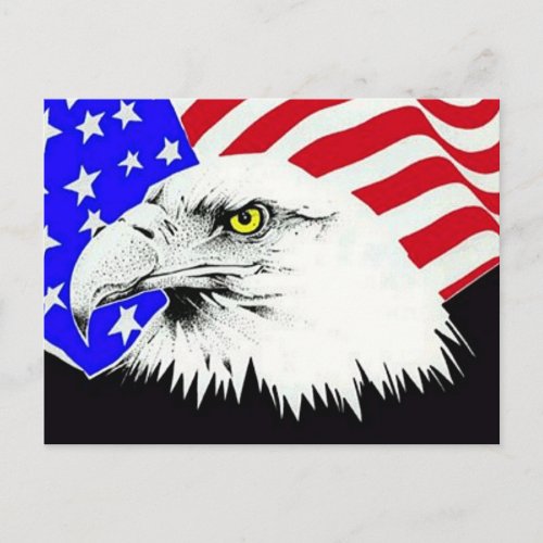 Bald Eagle and American Flag Postcard