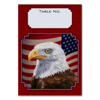 Bald Eagle and American Flag Red Table Number