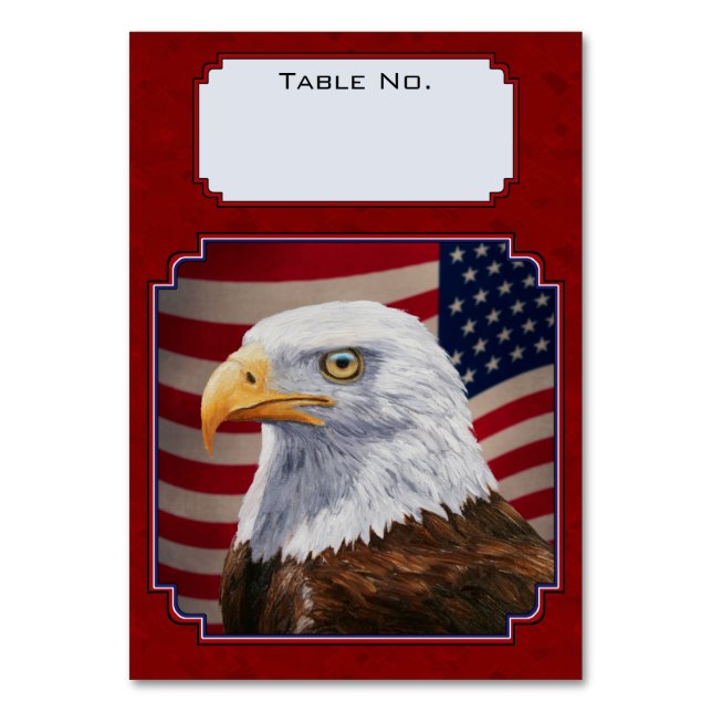 Bald Eagle and American Flag Red Table Number (Front)