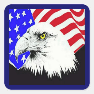 Bald Eagle and American Flag Square Sticker