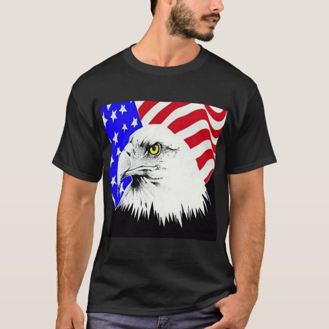Bald Eagle and American Flag T-Shirt (Front)