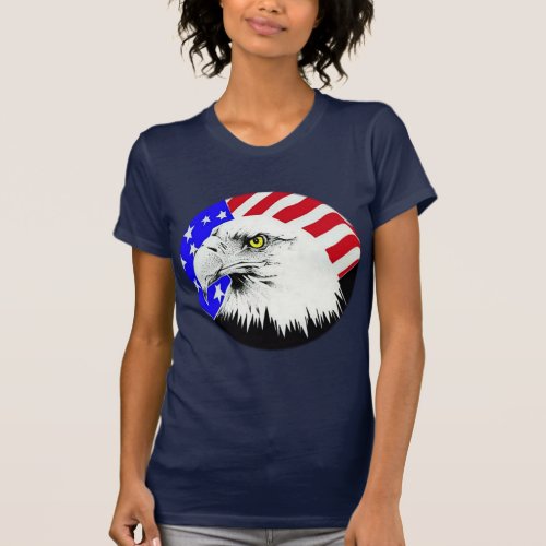Bald Eagle and American Flag T_Shirt