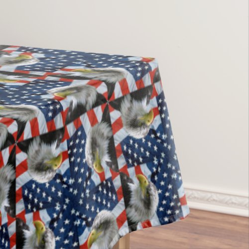 Bald Eagle and American Flag Tablecloth