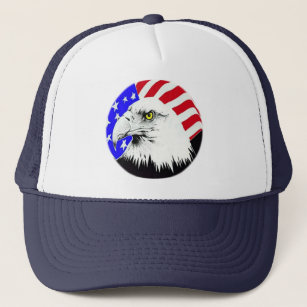 Bald Eagle and American Flag Trucker Hat