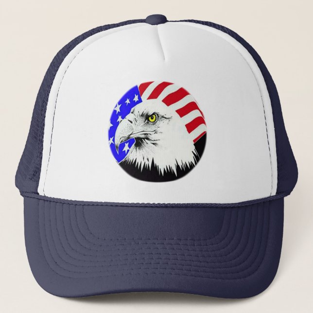 Bald Eagle and American Flag Trucker Hat (Front)