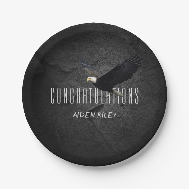 Bald Eagle and Congratulations on stone Paper Plates (Front)