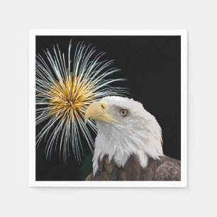 Bald Eagle and Fireworks Napkins