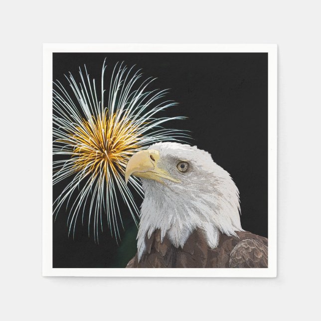Bald Eagle and Fireworks Napkins (Front)