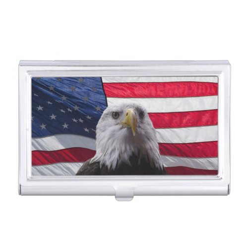 Bald eagle and Flag Business Card Case