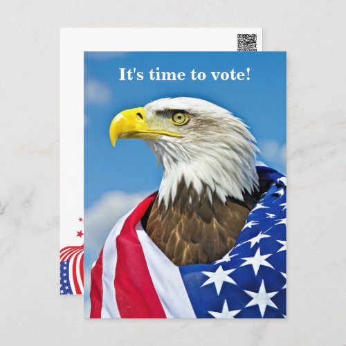 Bald Eagle And Flag For Voting  Postcard