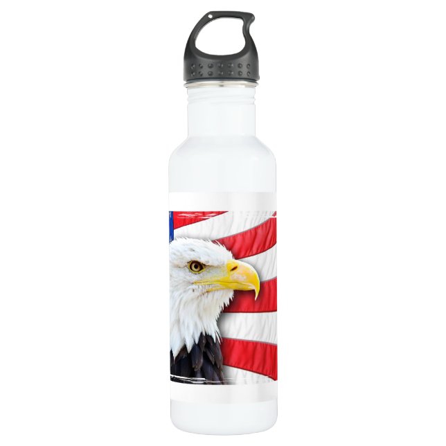 Bald Eagle and Flag Water Bottle (Front)