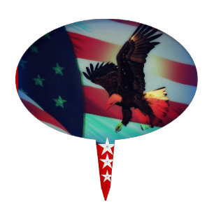Bald Eagle and Flag Welcome Home Cake Topper