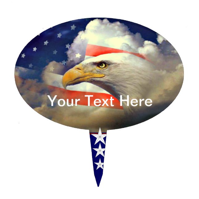Bald Eagle and Flag Welcome Home Cake Topper (Front)