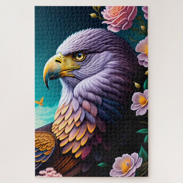 Bald Eagle and Flowers Jigsaw Puzzle (Vertical)