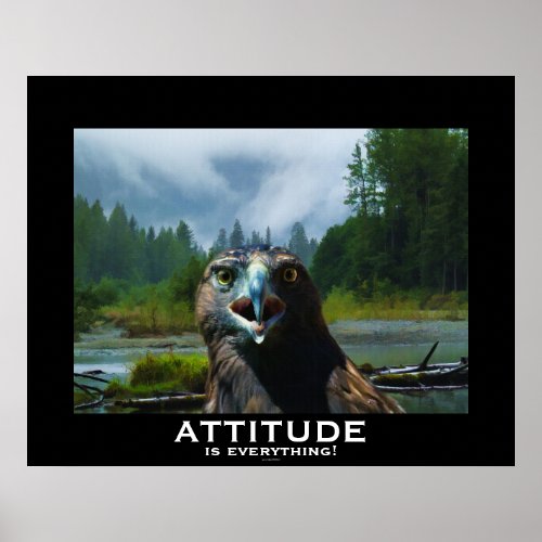 Bald Eagle and Misty Alaskan River ATTITUDE Poster