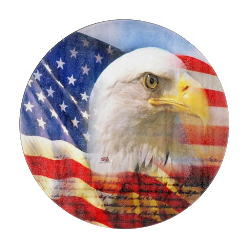 Bald Eagle and The American Flag   Acrylic Tray Cutting Board