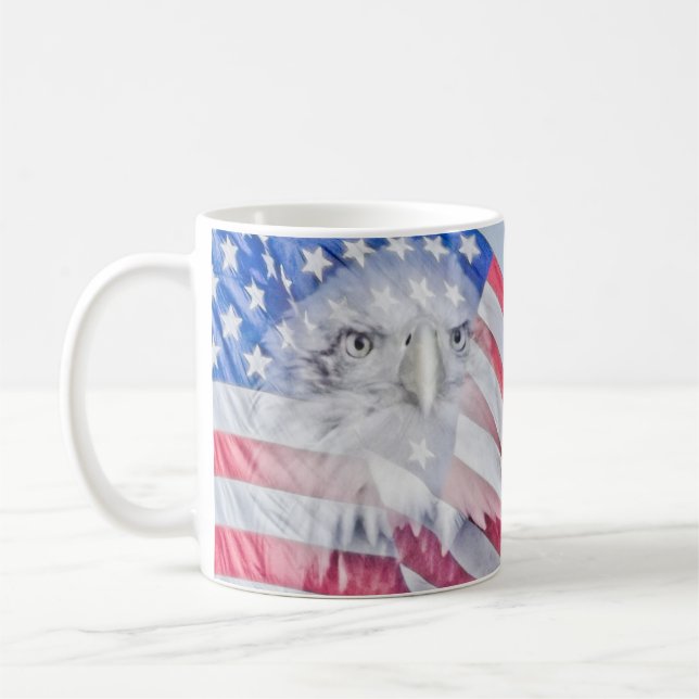 Bald Eagle and the American Flag Coffee Mug (Left)
