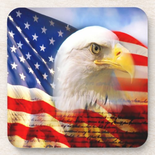 Bald Eagle and The American Flag Drink Coaster