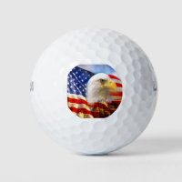 Bald Eagle and The American Flag     Golf Balls