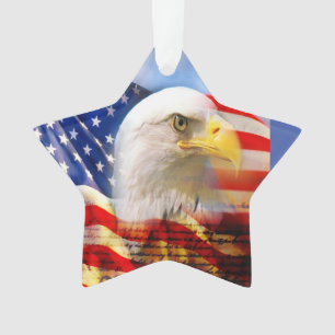 Bald Eagle and The American Flag        Ornament