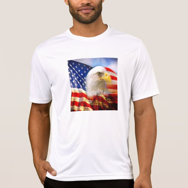 Bald Eagle and The American Flag Sport-Tek Shirt (Front)