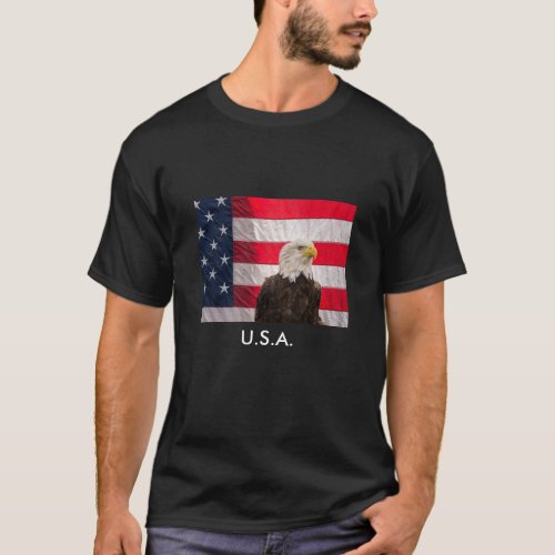 Bald Eagle And The American Flag T_Shirt