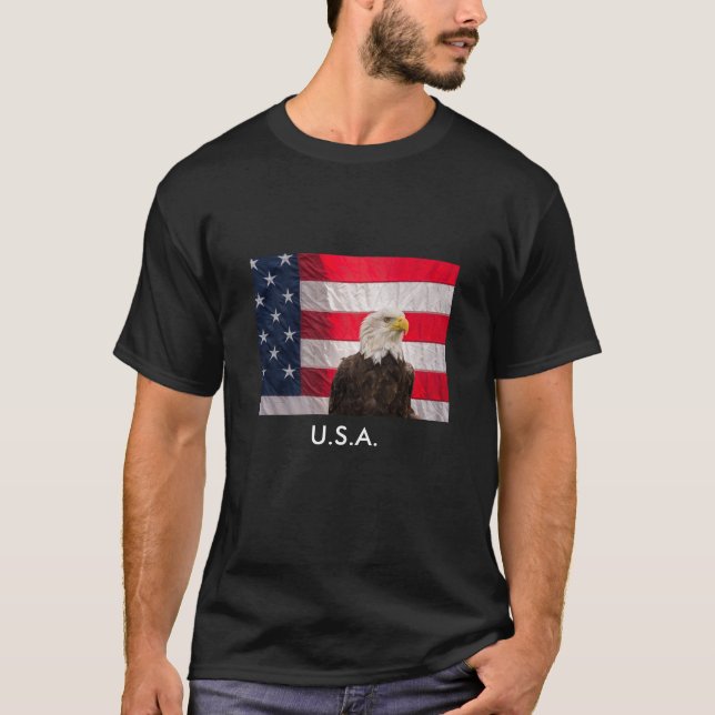 Bald Eagle And The American Flag T-Shirt (Front)