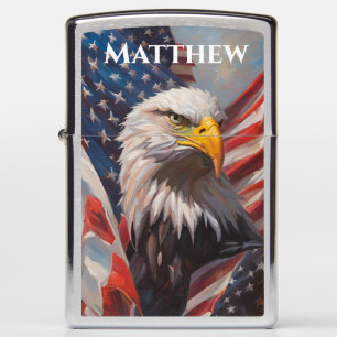 Bald Eagle and the United States Flag Zippo Lighter