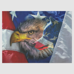 Bald Eagle And Wolf American Flag Tissue Paper