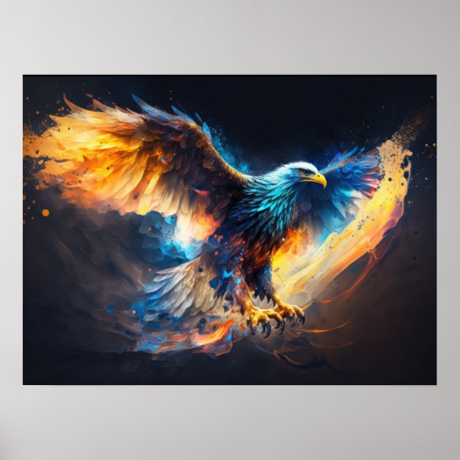 Bald Eagle Artwork Fire And Ice Poster (Front)