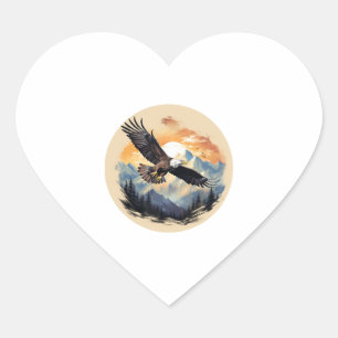 Bald Eagle as America's Symbol Heart Sticker