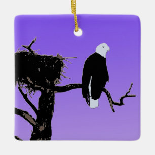 Bald Eagle at Sunset  - Original Wildlife Art Ceramic Ornament