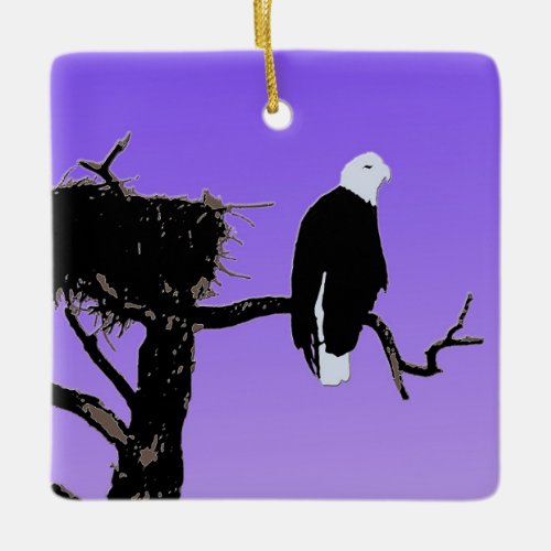 Bald Eagle at Sunset  _ Original Wildlife Art Ceramic Ornament