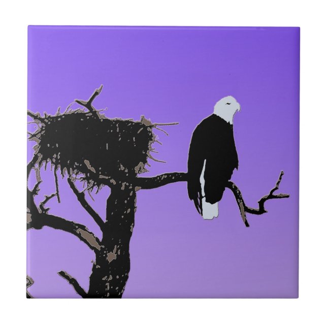 Bald Eagle at Sunset  - Original Wildlife Art Ceramic Tile (Front)