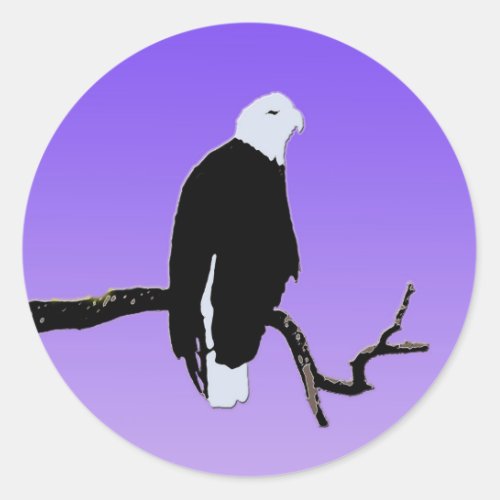 Bald Eagle at Sunset  _ Original Wildlife Art Classic Round Sticker