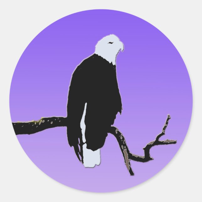 Bald Eagle at Sunset  - Original Wildlife Art Classic Round Sticker (Front)