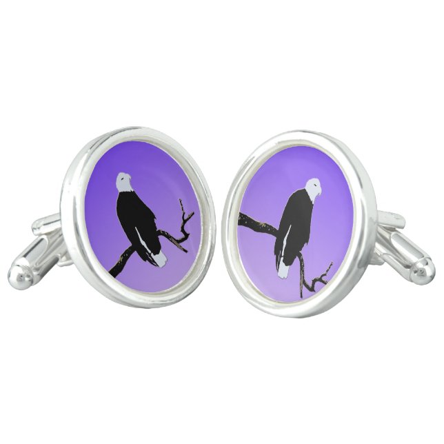 Bald Eagle at Sunset  - Original Wildlife Art Cufflinks (Angled)