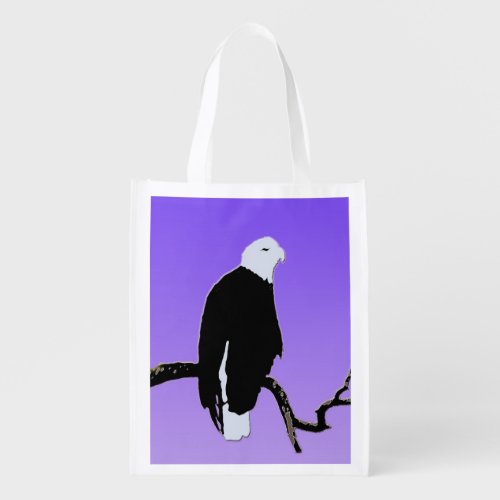 Bald Eagle at Sunset  _ Original Wildlife Art Grocery Bag