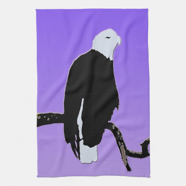Bald Eagle at Sunset  - Original Wildlife Art Kitchen Towel (Vertical)