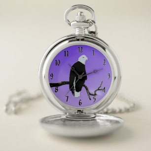 Bald Eagle at Sunset - Original Wildlife Art Pocket Watch