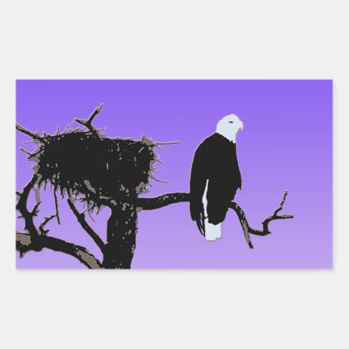 Bald Eagle at Sunset  _ Original Wildlife Art Rectangular Sticker