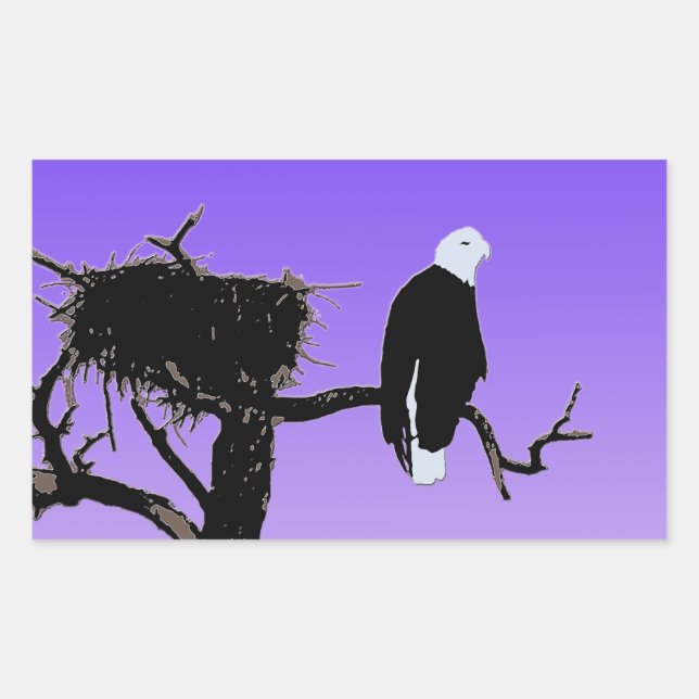 Bald Eagle at Sunset  - Original Wildlife Art Rectangular Sticker (Front)