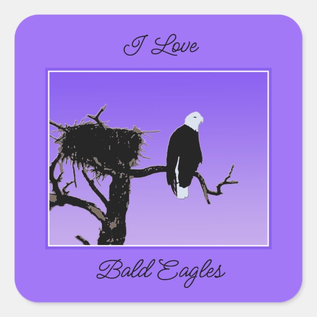 Bald Eagle at Sunset  - Original Wildlife Art Square Sticker (Front)
