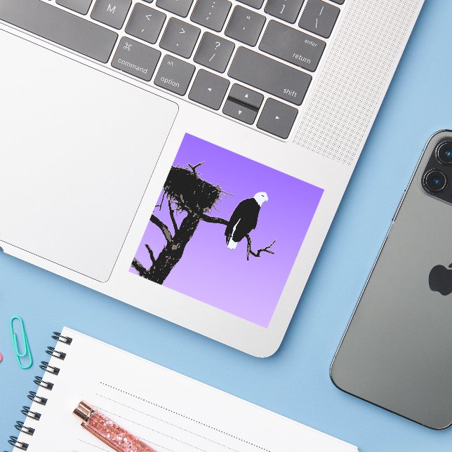 Bald Eagle at Sunset  - Original Wildlife Art Sticker (Laptop w/ iPhone)