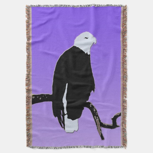 Bald Eagle at Sunset  - Original Wildlife Art Throw Blanket (Front Vertical)