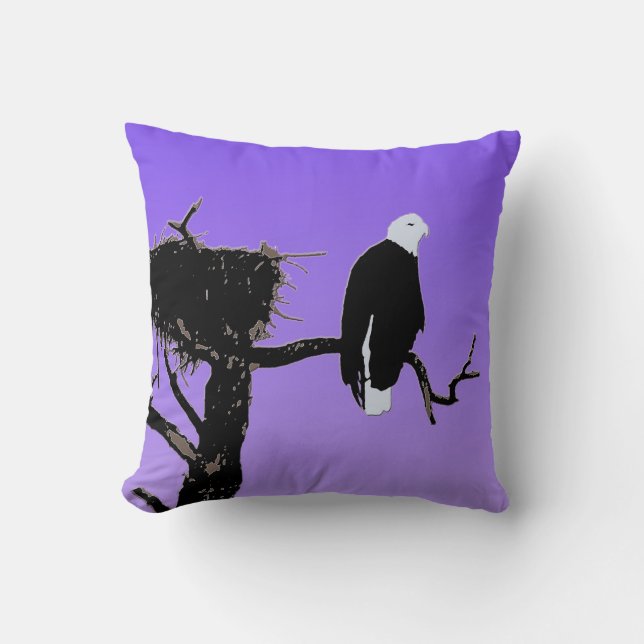 Bald Eagle at Sunset  - Original Wildlife Art Throw Pillow (Front)