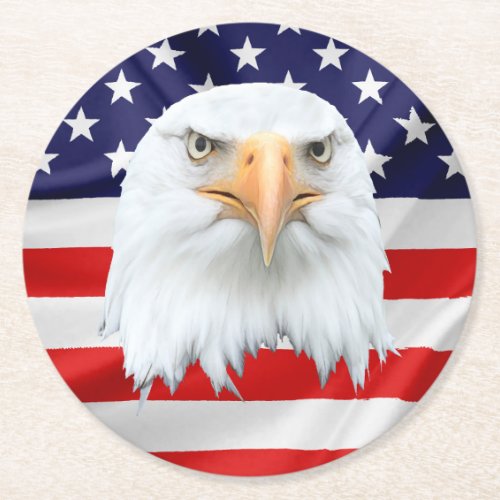 Bald Eagle awesome patriotic Round Paper Coaster